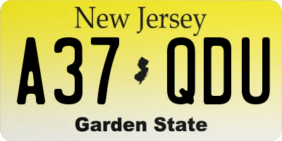 NJ license plate A37QDU