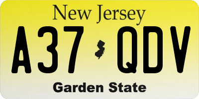 NJ license plate A37QDV