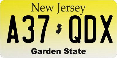 NJ license plate A37QDX