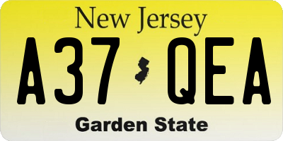 NJ license plate A37QEA