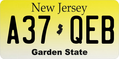 NJ license plate A37QEB