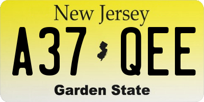 NJ license plate A37QEE