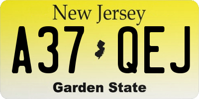 NJ license plate A37QEJ
