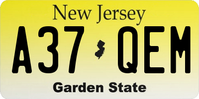 NJ license plate A37QEM