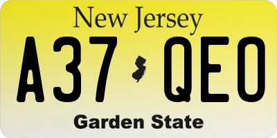 NJ license plate A37QEO