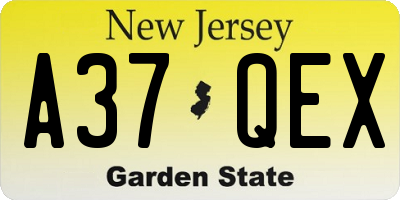 NJ license plate A37QEX
