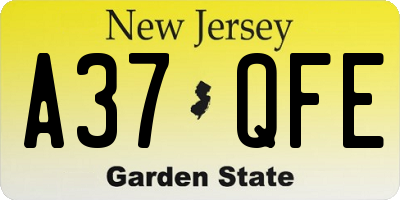 NJ license plate A37QFE
