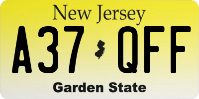 NJ license plate A37QFF