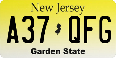 NJ license plate A37QFG