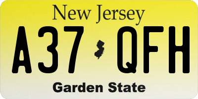 NJ license plate A37QFH