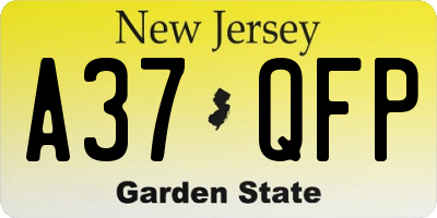 NJ license plate A37QFP