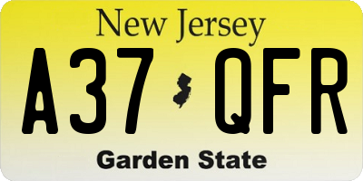 NJ license plate A37QFR