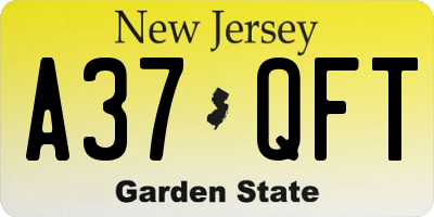 NJ license plate A37QFT