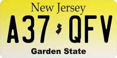NJ license plate A37QFV
