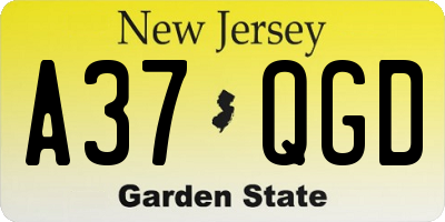 NJ license plate A37QGD