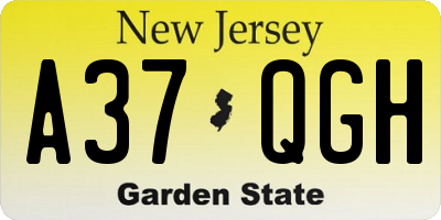 NJ license plate A37QGH