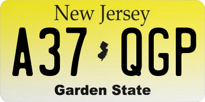 NJ license plate A37QGP