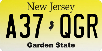 NJ license plate A37QGR