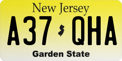 NJ license plate A37QHA