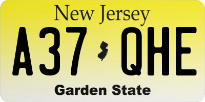 NJ license plate A37QHE