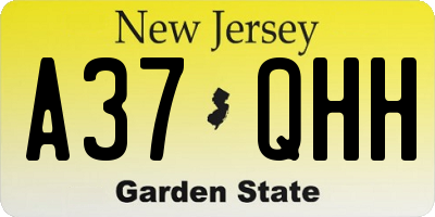 NJ license plate A37QHH