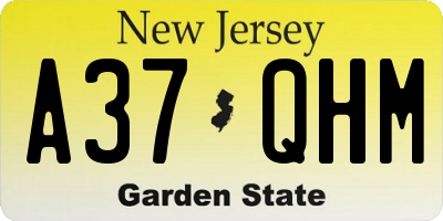 NJ license plate A37QHM
