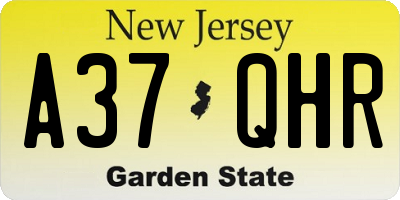 NJ license plate A37QHR