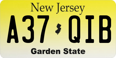 NJ license plate A37QIB