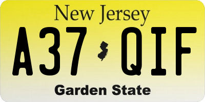 NJ license plate A37QIF