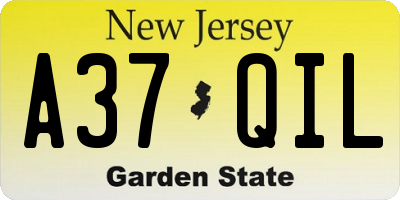 NJ license plate A37QIL