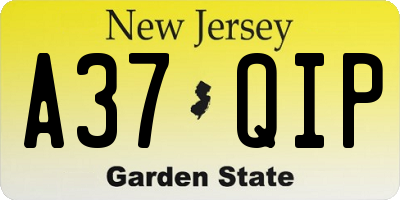 NJ license plate A37QIP