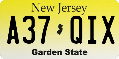 NJ license plate A37QIX