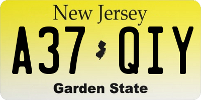 NJ license plate A37QIY