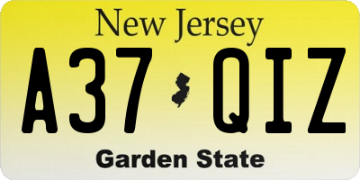 NJ license plate A37QIZ