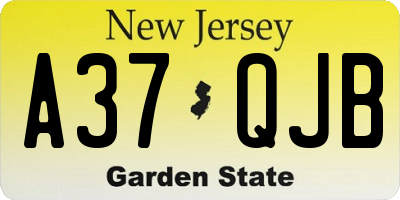 NJ license plate A37QJB