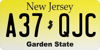 NJ license plate A37QJC