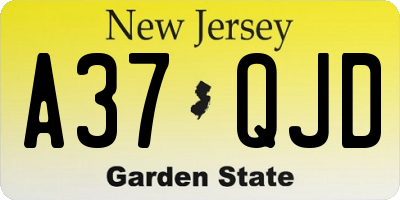 NJ license plate A37QJD