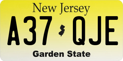 NJ license plate A37QJE