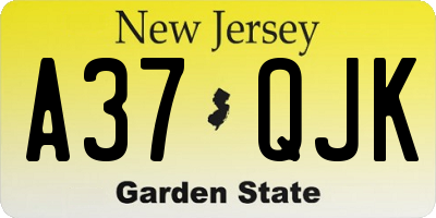 NJ license plate A37QJK