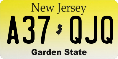 NJ license plate A37QJQ
