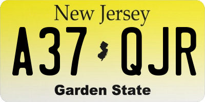 NJ license plate A37QJR