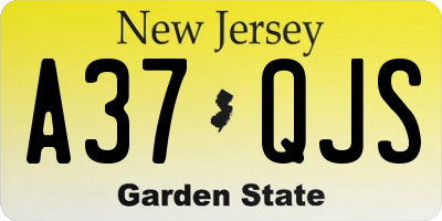 NJ license plate A37QJS