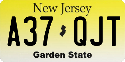 NJ license plate A37QJT