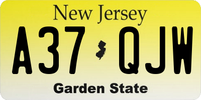 NJ license plate A37QJW