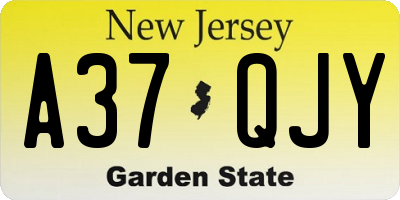 NJ license plate A37QJY