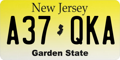 NJ license plate A37QKA