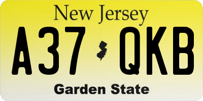 NJ license plate A37QKB