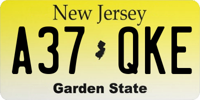 NJ license plate A37QKE