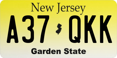 NJ license plate A37QKK