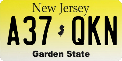 NJ license plate A37QKN